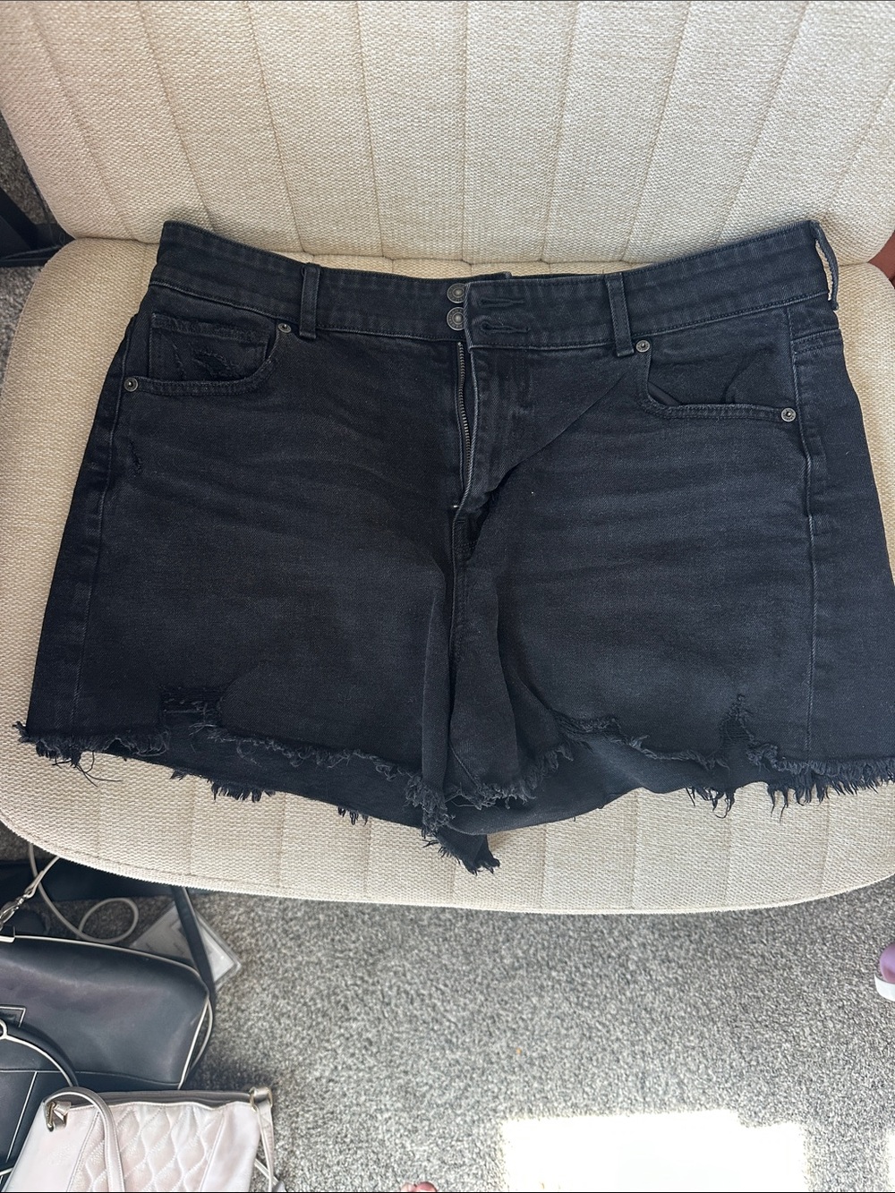 American Eagle Black Distressed Denim Shorts - Women